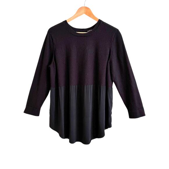 Universal Standard Mixed Media Back Button Top Sz Large (22-24) Wool Blend Black - Picture 2 of 7